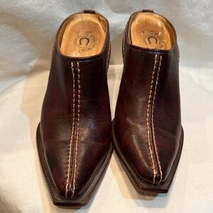 Women's Brown Leather Mules
